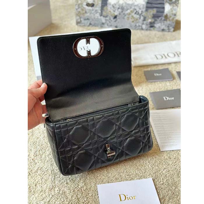 Dior Women CD Dior Caro Macrocannage Mini Bag Black Quilted Macrocannage Calfskin
