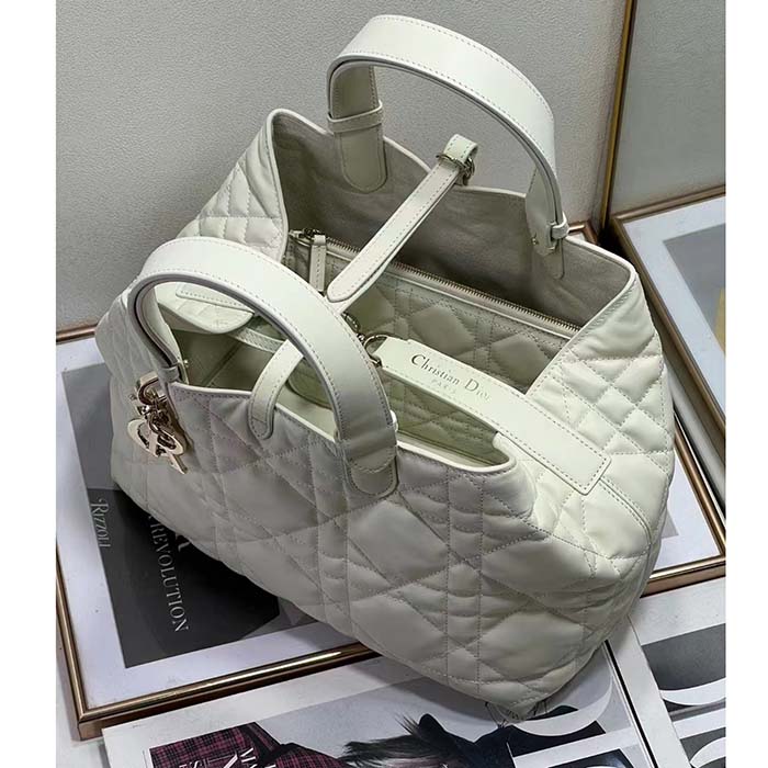 Dior Women CD Medium Dior Toujours Bag Latte Macrocannage Calfskin