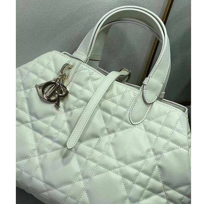 Dior Women CD Medium Dior Toujours Bag Latte Macrocannage Calfskin