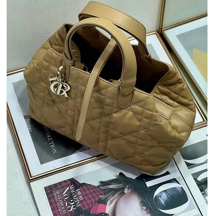 Dior Women CD Medium Dior Toujours Bag Medium Tan Macrocannage Calfskin