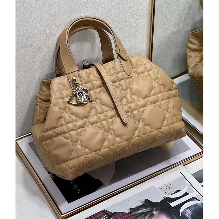 Dior Women CD Medium Dior Toujours Bag Medium Tan Macrocannage Calfskin