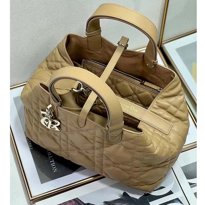 Dior Women CD Medium Dior Toujours Bag Medium Tan Macrocannage Calfskin