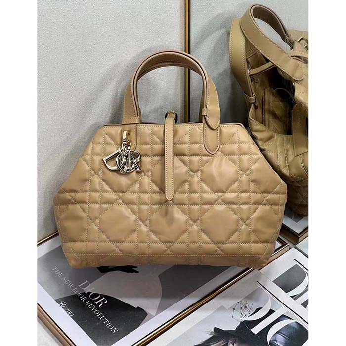 Dior Women CD Medium Dior Toujours Bag Medium Tan Macrocannage Calfskin