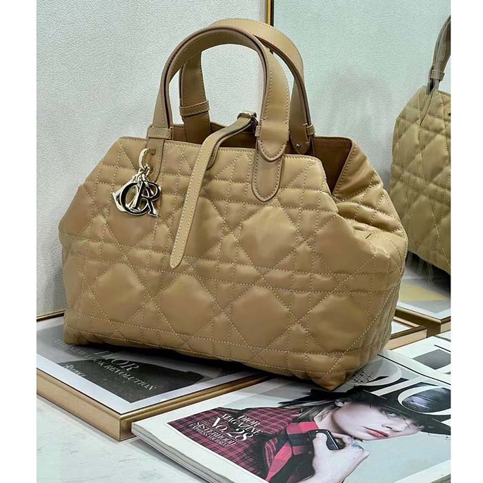 Dior Women CD Medium Dior Toujours Bag Medium Tan Macrocannage Calfskin