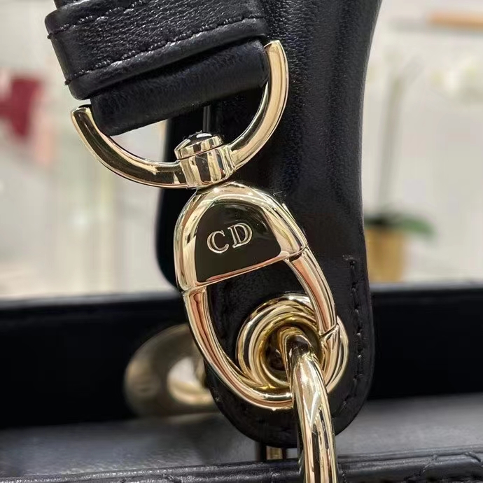 Dior Women CD Medium Lady Dior Bag Black Cannage Lambskin
