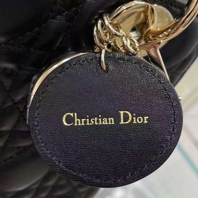 Dior Women CD Medium Lady Dior Bag Black Cannage Lambskin