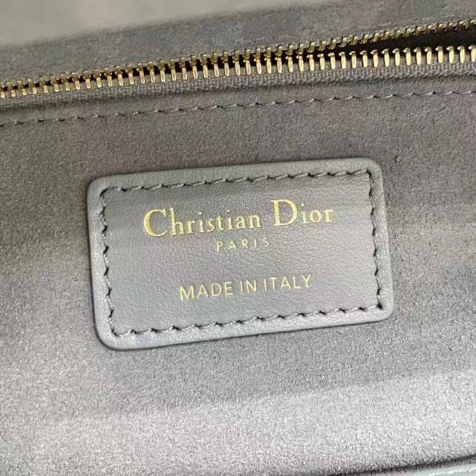 Dior Women CD Medium Lady Dior Bag Gray Stone Cannage Lambskin