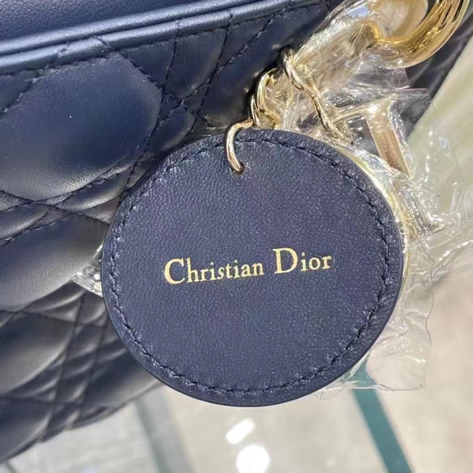 Dior Women CD Medium Lady Dior Bag Royal Blue Cannage Lambskin