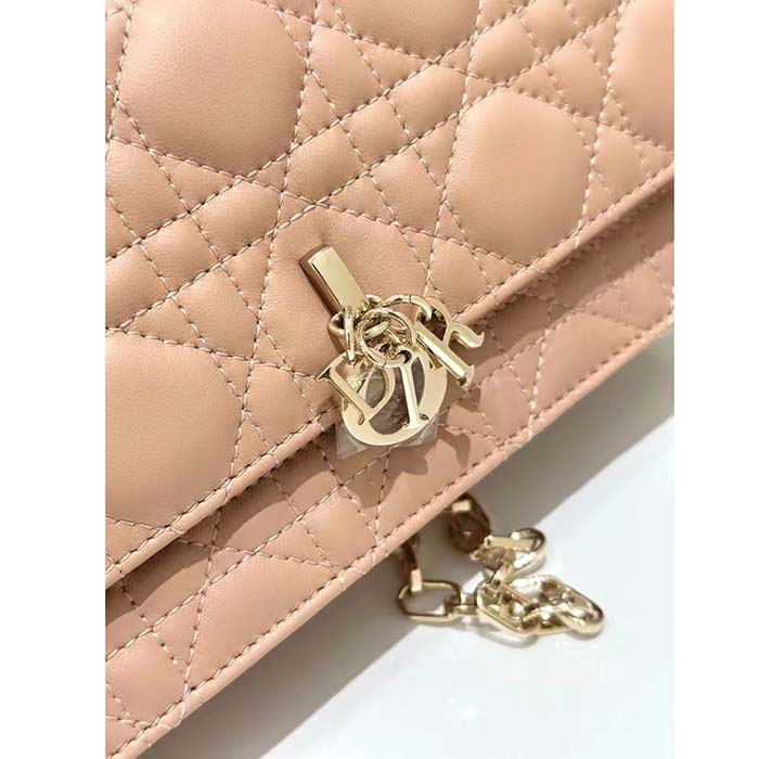 Dior Women CD Miss Dior Mini Bag Rose Des Vents Cannage Lambskin