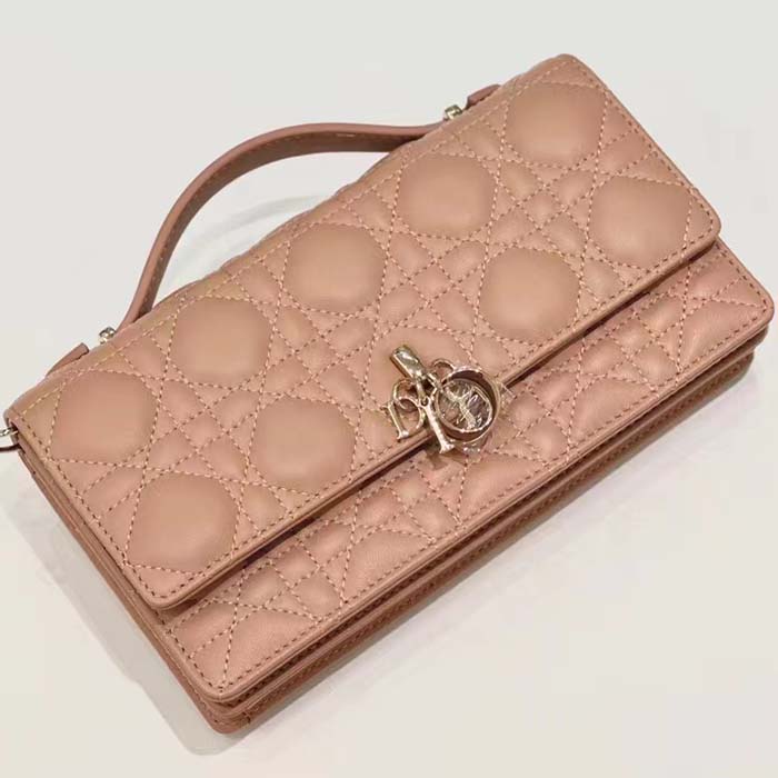 Dior Women CD Miss Dior Mini Bag Rose Des Vents Cannage Lambskin