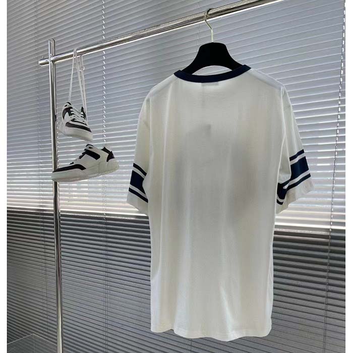 Dior Women CD Relaxed-Fit Dior Tears T-Shirt White Slub Cotton Jersey