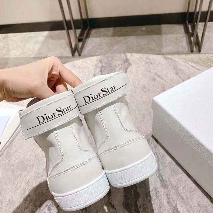 Dior Women CD Shoes Dior Star High-Top Sneaker White Calfskin Suede