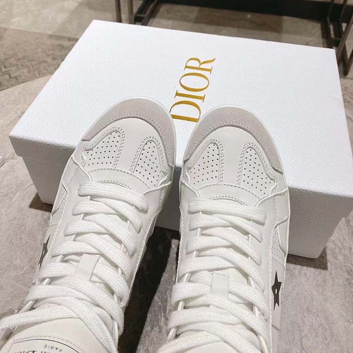 Dior Women CD Shoes Dior Star High-Top Sneaker White Calfskin Suede