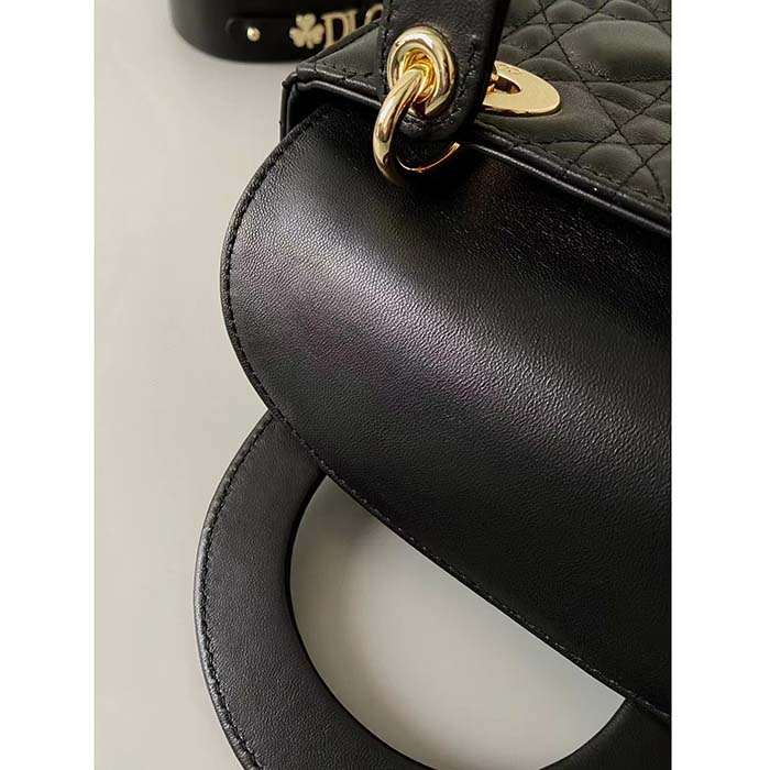 Dior Women CD Small Lady Dior Black My ABCDIOR Bag Cannage Lambskin