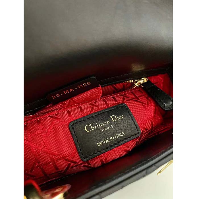 Dior Women CD Small Lady Dior Black My ABCDIOR Bag Cannage Lambskin