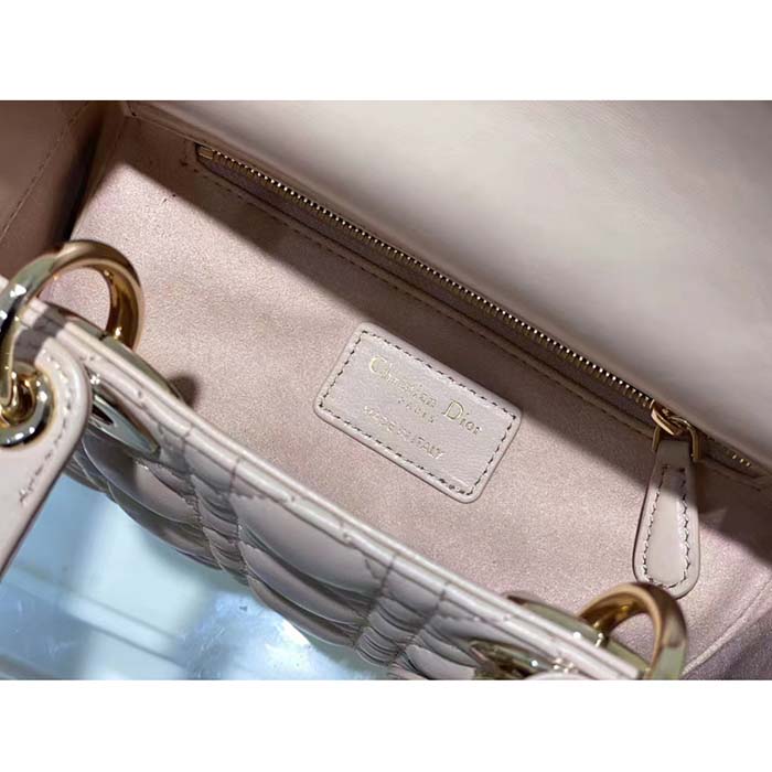 Dior Women CD Small Lady Dior My ABCDior Bag Caramel Beige Cannage Lambskin