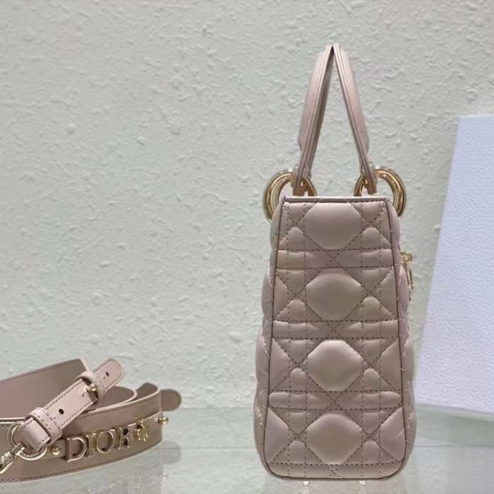 Dior Women CD Small Lady Dior My ABCDior Bag Caramel Beige Cannage Lambskin
