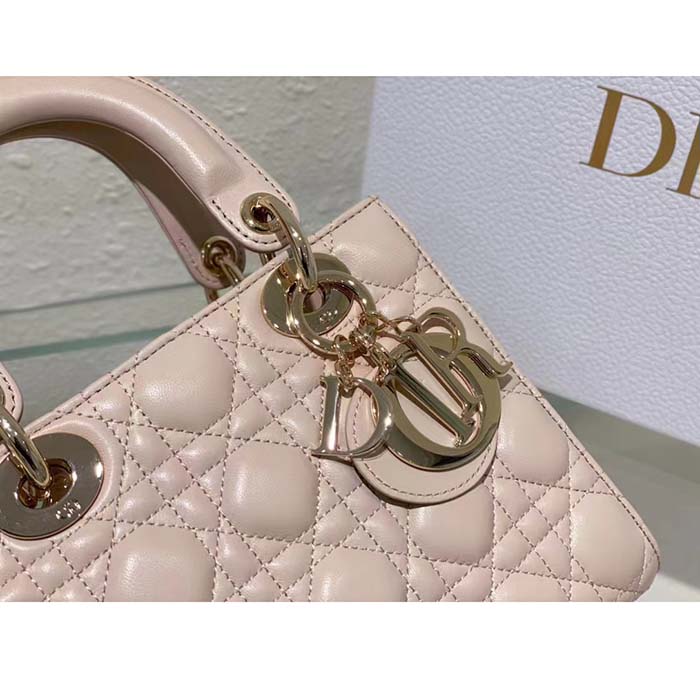 Dior Women CD Small Lady Dior My ABCDior Bag Caramel Beige Cannage Lambskin