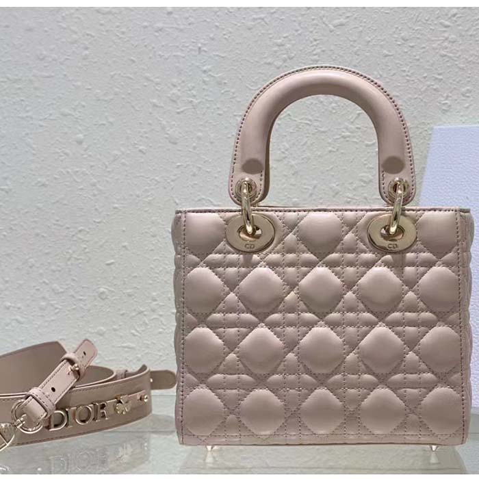 Dior Women CD Small Lady Dior My ABCDior Bag Caramel Beige Cannage Lambskin