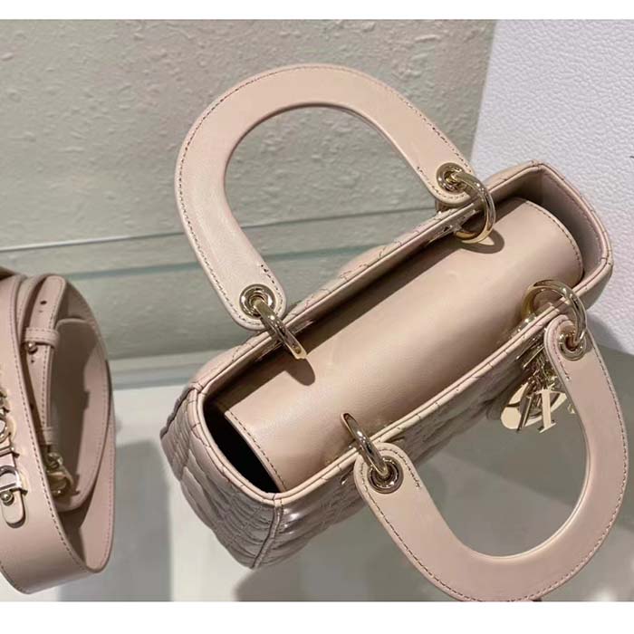 Dior Women CD Small Lady Dior My ABCDior Bag Caramel Beige Cannage Lambskin