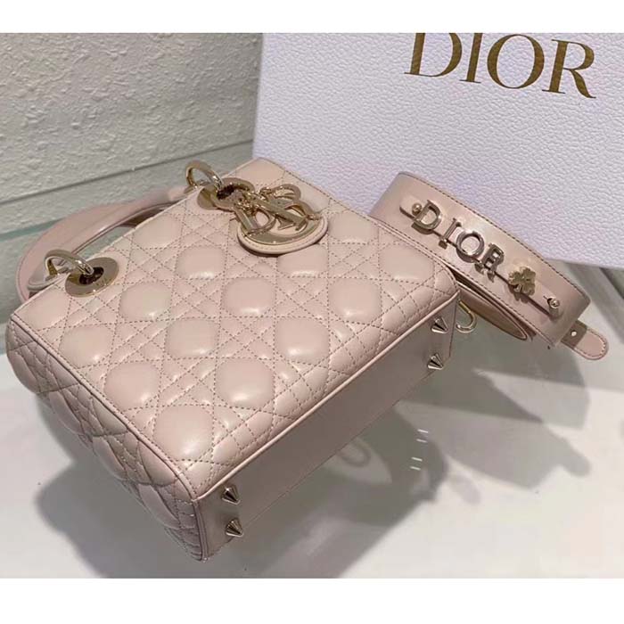 Dior Women CD Small Lady Dior My ABCDior Bag Caramel Beige Cannage Lambskin