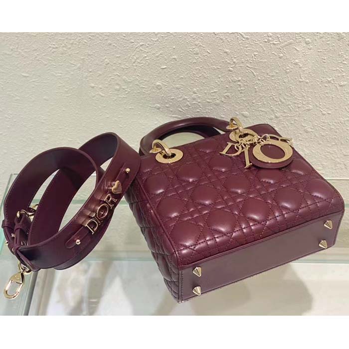 Dior Women CD Small Lady Dior My ABCDior Bag Deep Fuchsia Cannage Lambskin