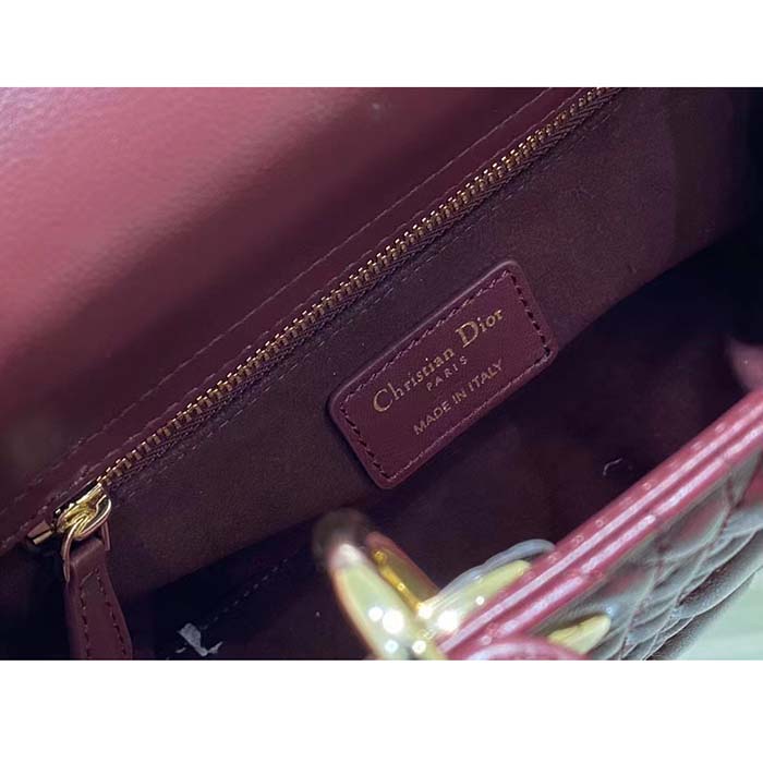 Dior Women CD Small Lady Dior My ABCDior Bag Deep Fuchsia Cannage Lambskin