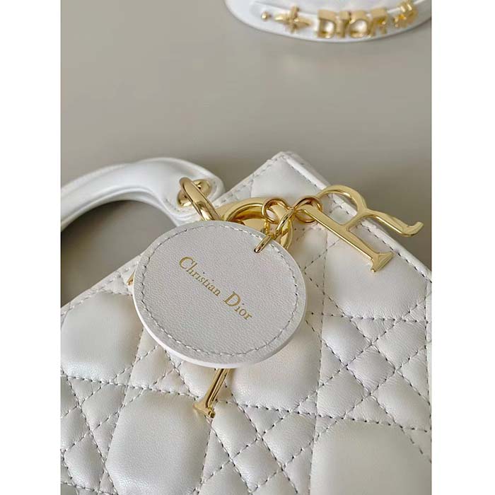 Dior Women CD Small Lady Dior My ABCDior Bag Latte Cannage Lambskin