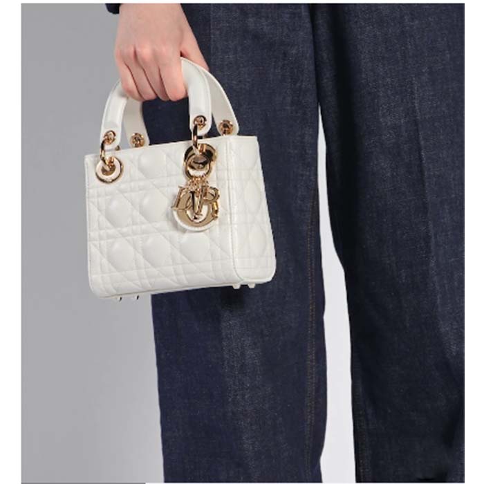 Dior Women CD Small Lady Dior My ABCDior Bag Latte Cannage Lambskin