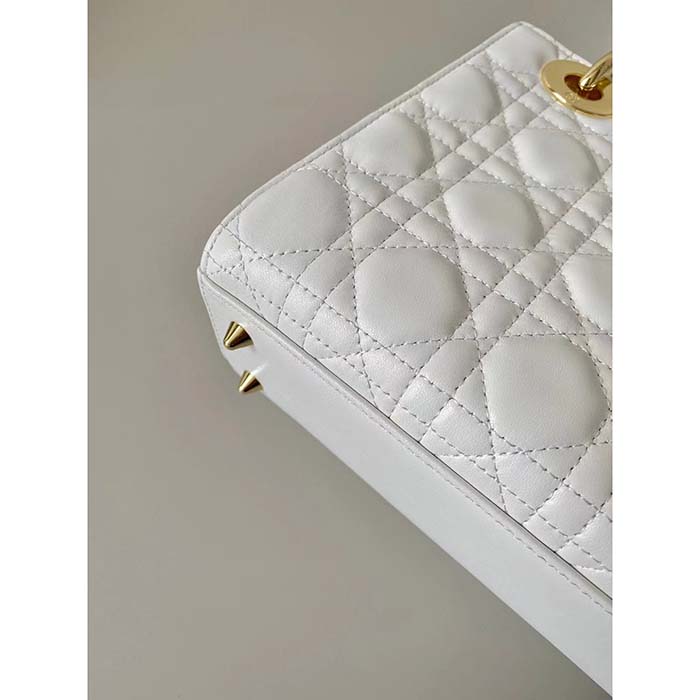 Dior Women CD Small Lady Dior My ABCDior Bag Latte Cannage Lambskin