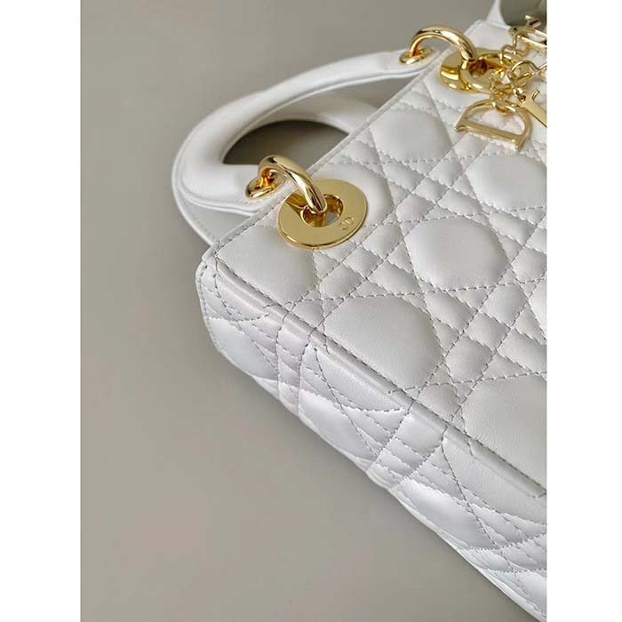 Dior Women CD Small Lady Dior My ABCDior Bag Latte Cannage Lambskin