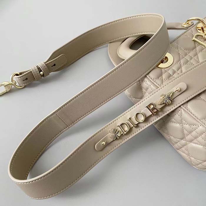 Dior Women CD Small Lady Dior My ABCDior Bag Sand-Colored Cannage Lambskin