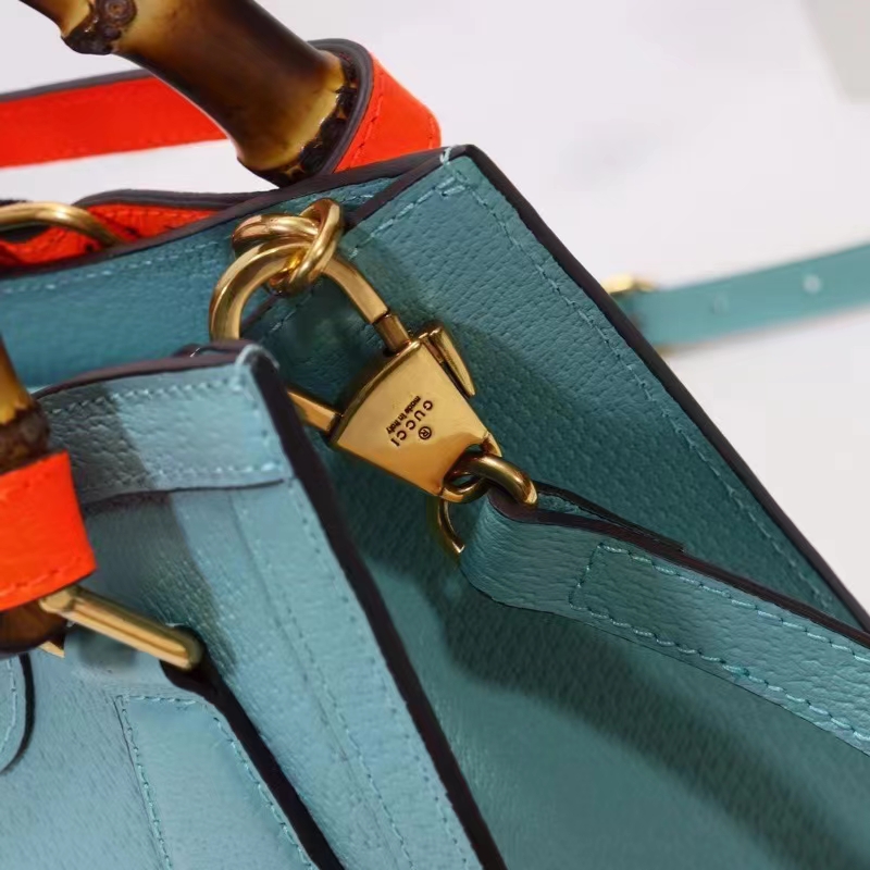 Gucci GG Women Diana Mini Tote Bag Light Blue Leather Double G