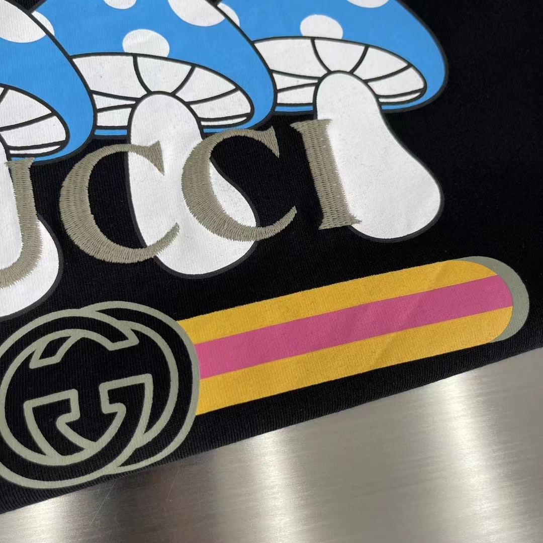 Gucci Women GG Cotton Jersey T-Shirt Print Black Crewneck Short Sleeves Oversize Fit