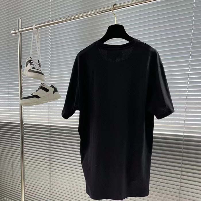 Gucci Women GG Cotton Jersey T-Shirt Print Black Crewneck Short Sleeves Oversize Fit