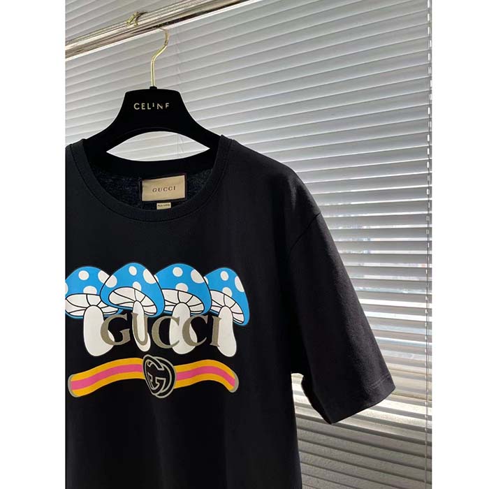 Gucci Women GG Cotton Jersey T-Shirt Print Black Crewneck Short Sleeves Oversize Fit