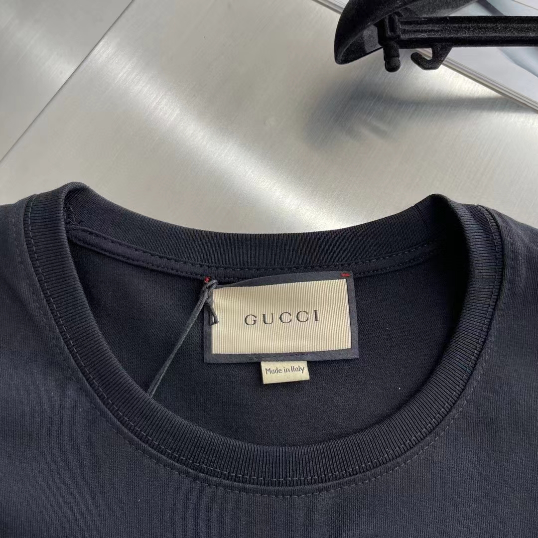 Gucci Women GG Cotton Jersey T-Shirt Print Black Crewneck Short Sleeves Oversize Fit
