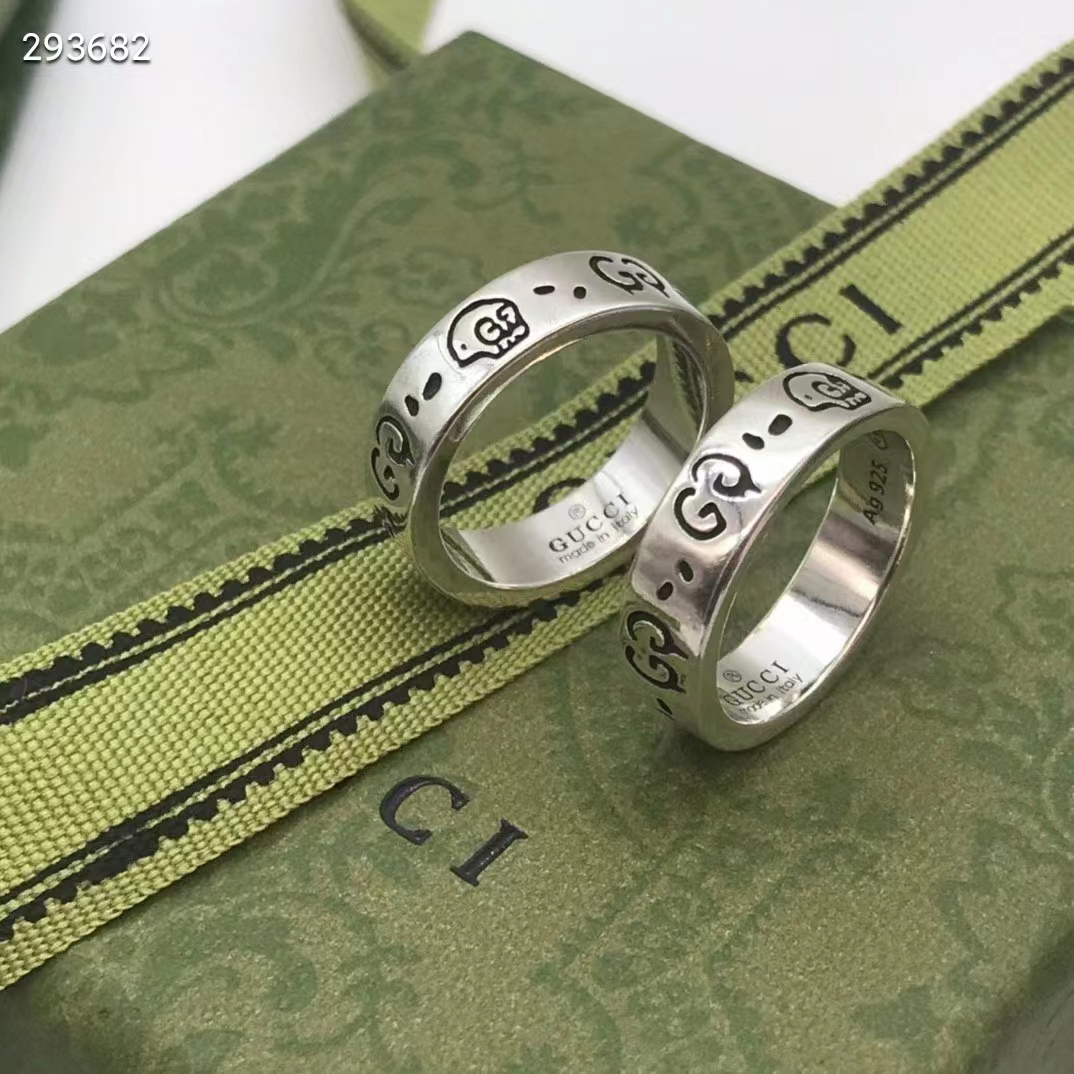 Gucci Unisex GucciGhost Ring Silver Two Cultures Past Present 925 Sterling Silver