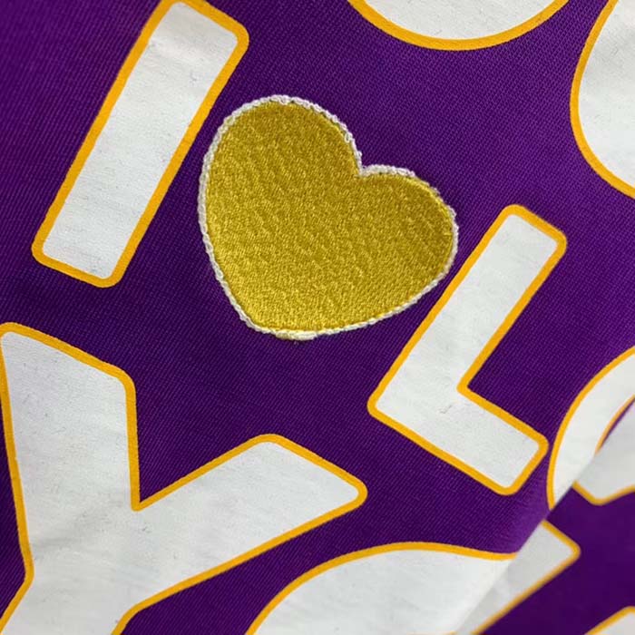 Gucci Men GG Cotton Jersey Cropped T-Shirt Violet Medium Heart Patch Crewneck Short Sleeves