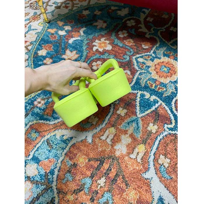 Gucci Women GG Thong Platform Slide Sandal Light Green Rubber Mid 5 CM Heel