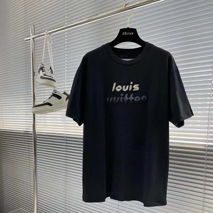 Louis Vuitton LV Men Bead-Embroidered Cotton T-Shirt Show Fit Embroidered Signature