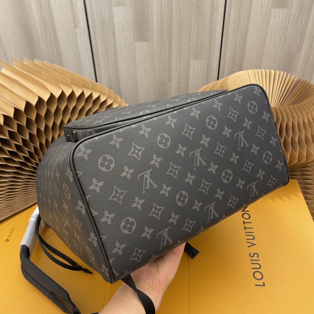 Louis Vuitton LV Unisex Montsouris Backpack Monogram Eclipse Coated Canvas Cowhide Leather