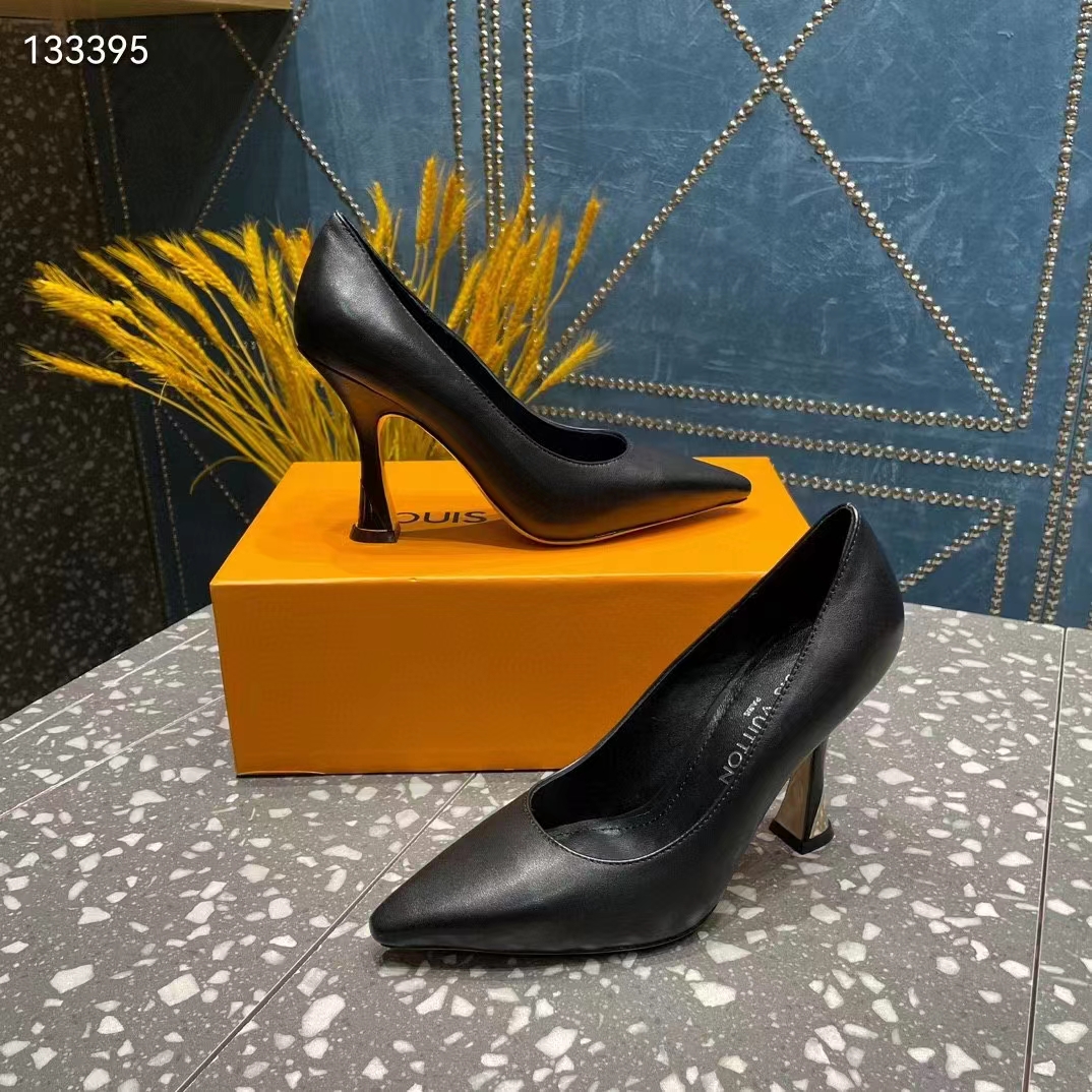 Louis Vuitton LV Women Sparkle Pump Black Lamb Leather Outsole 9.5 Cm Heel