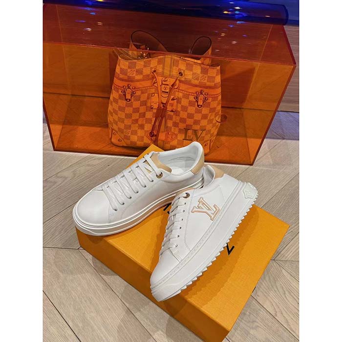Louis Vuitton Unisex LV Time Out Sneaker Natural Calf Leather Rubber Outsole