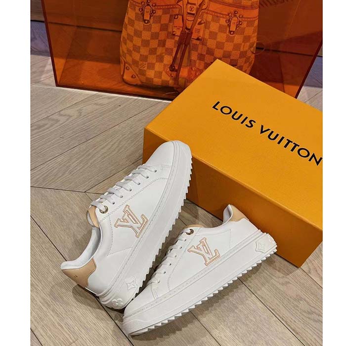 Louis Vuitton Unisex LV Time Out Sneaker Natural Calf Leather Rubber Outsole