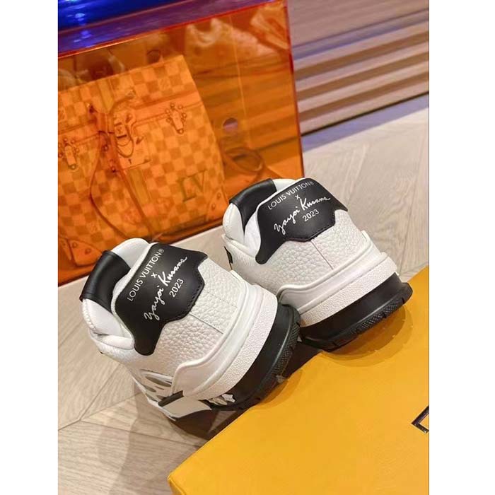 Louis Vuitton Unisex LV Trainer Sneaker Black Calf Leather Rubber Outsole Monogram Flowers