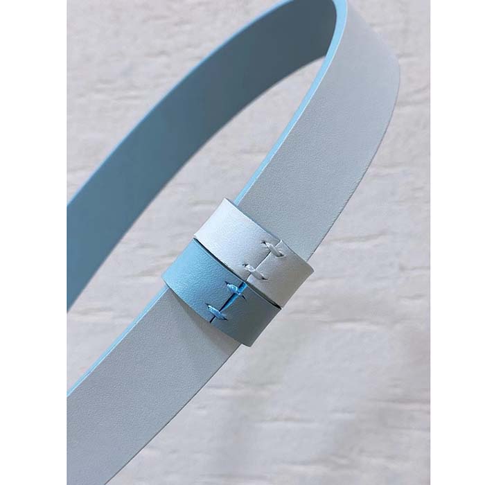 Dior CD Unisex 30 Montaigne Reversible Belt Blue White Smooth Calfskin 20 MM Width