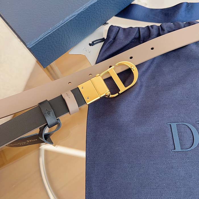 Dior CD Unisex 30 Montaigne Reversible Belt Hazelnut Black Smooth Calfskin 20 MM Width