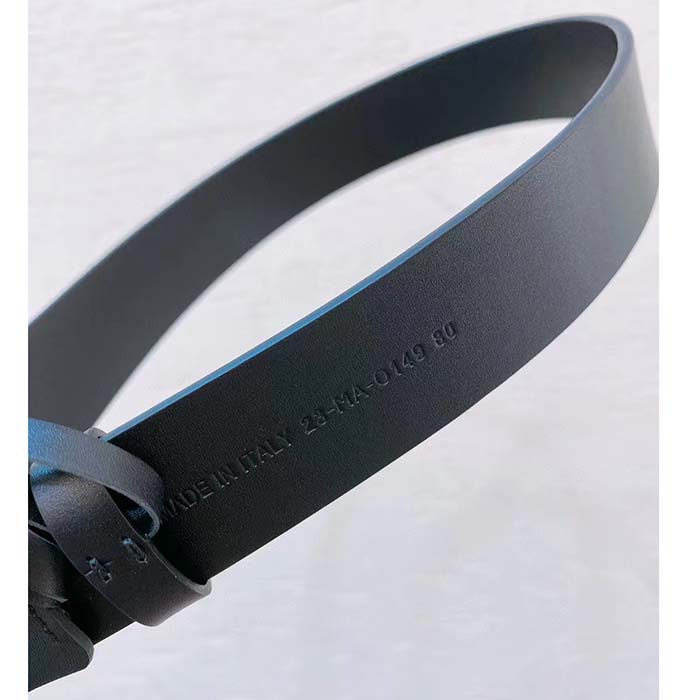 Dior Unisex CD 30 Montaigne Belt Black Smooth Calfskin Leather Brown Tortoiseshell-Effect Resin