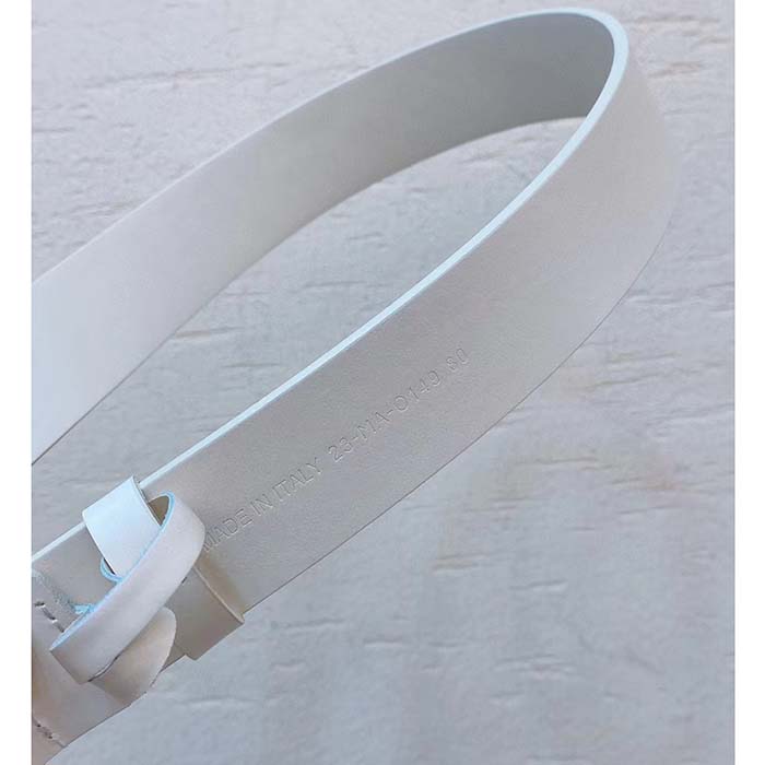 Dior Unisex CD 30 Montaigne Belt White Smooth Calfskin Leather Brown Tortoiseshell-Effect Resin